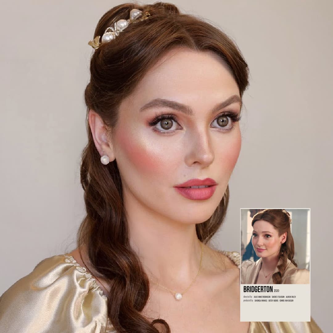 Francesca Bridgerton Makeup, Hair, and Dress - Jackie Wyers